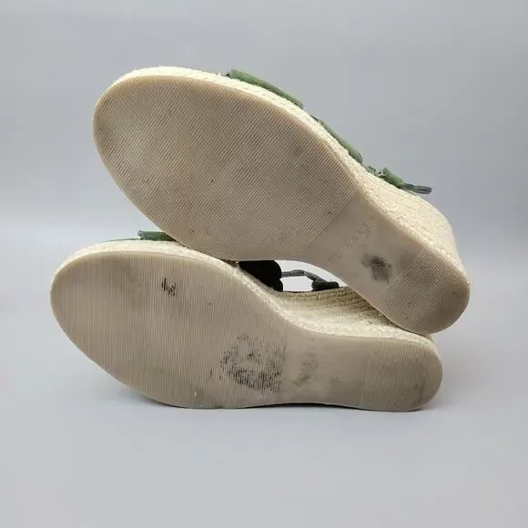 Ted Baker London Wedge Espadrille Sandal Green Suede Scallop Size 7.5 US 38 EU - Picture 11 of 12